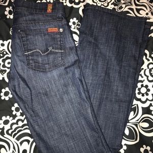 7 for all mankind dark washed bootcut jeans